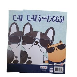 Lot Of 2 Cats & Dogs Advanced Adult Coloring Books Stress-Free Relax NEW